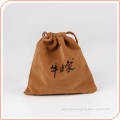 Custom Wholesale reusable brown velvet string grocery bag with double drawstring
